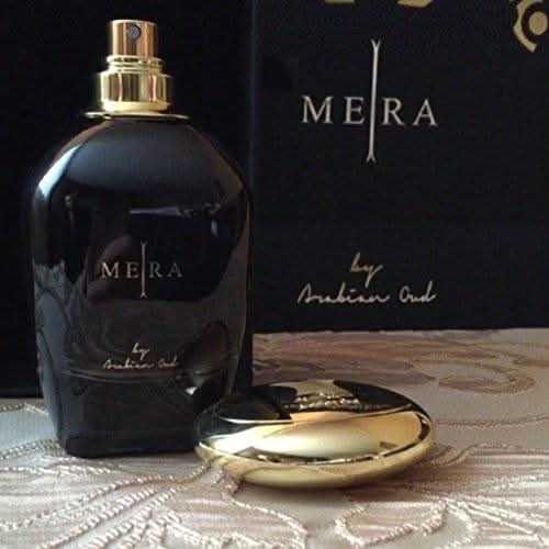 Arabian Oud Mera Gold for Women Eau De Parfum 100ml bottle with elegant gold packaging and floral design.