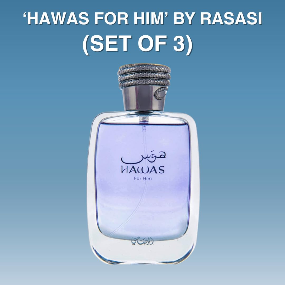 Hawas For Him EDP Spray 100ML (3.4 OZ) By Rasasi | Long Lasting and Luxurious Scents for Men. (PACK OF 3) - Intense Oud