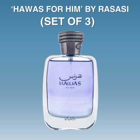 Hawas For Him EDP Spray 100ML (3.4 OZ) By Rasasi | Long Lasting and Luxurious Scents for Men. (PACK OF 3) - Intense Oud
