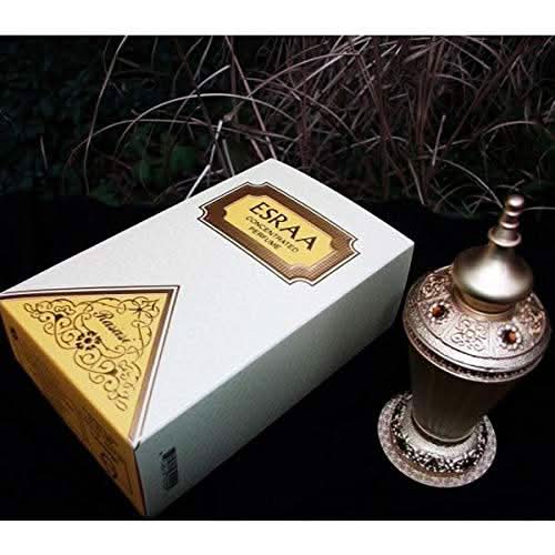 Esraa CPO concentrated perfume oil by Rasasi in a 30ML bottle, featuring a sleek design with a black cap and elegant label.