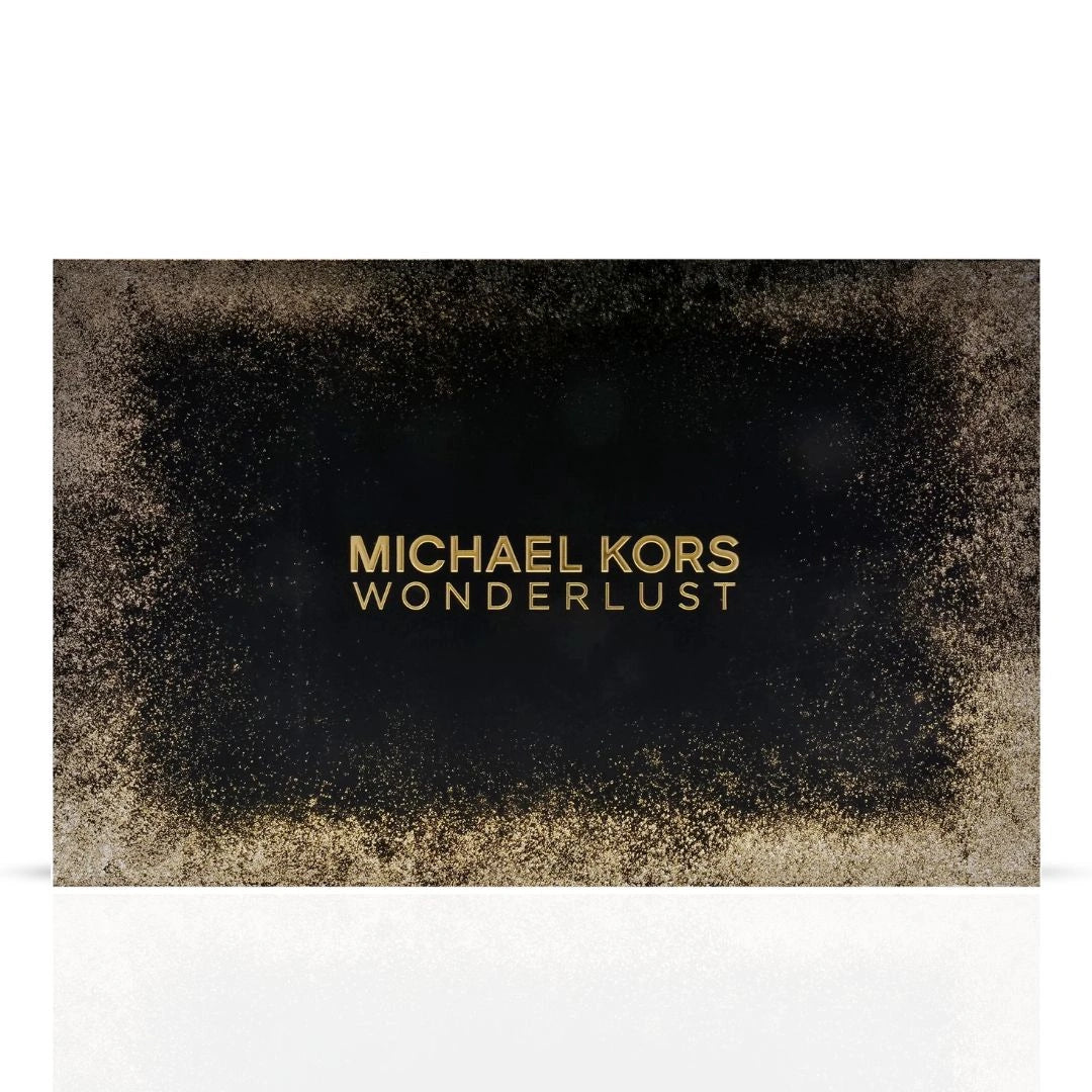 Michael Kors Wonderlust 3Pc Gift Set (3.4oz EDP Spray, 3.4oz Body Lotion, Round Purse) | Every Spritz, A First-Class Escape - Intense Oud