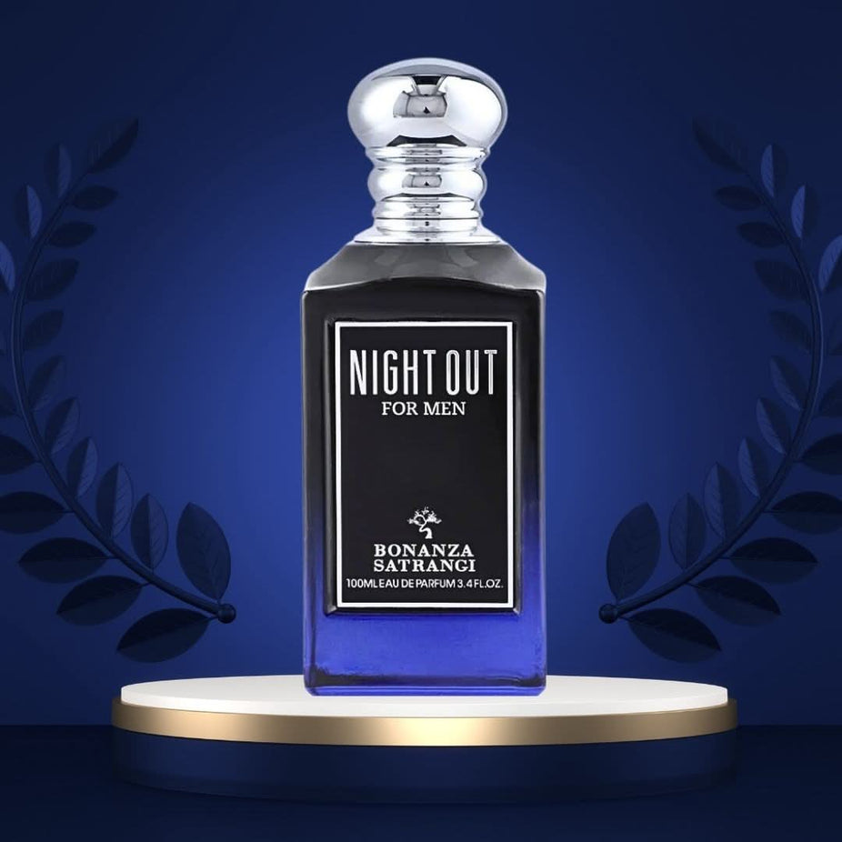 Bonanza Satrangi Night Out For Men EDP spray 100ML bottle, sleek design, long-lasting, refreshing, exotic fragrance for men.