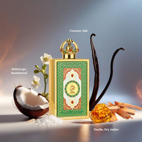 Queen of Arabia Eau De Parfum Spray 100ml (3.4 oz) by Lattafa Pride | A Golden Halo of Coconut, Salt & Vanilla - Intense Oud