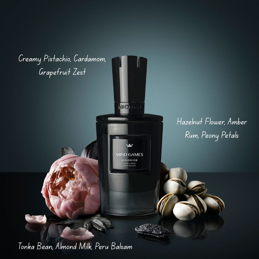 Mind Games Kingside Extrait de Parfum 100ml EDP bottle with elegant packaging, showcasing a luxurious fragrance container.