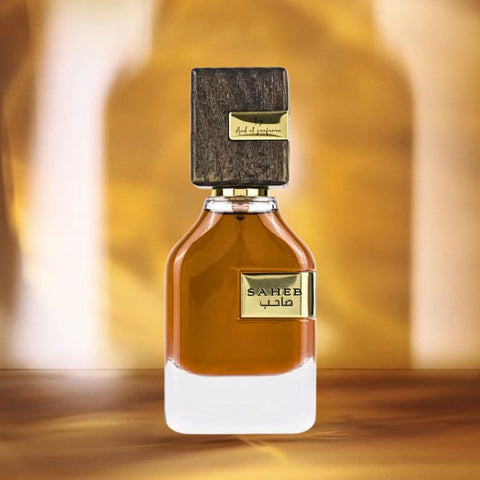 Bundle of Ard Al Zaafaran Saheb Eau de Parfum spray and perfume roll-on, featuring floral and woody scent bottles.