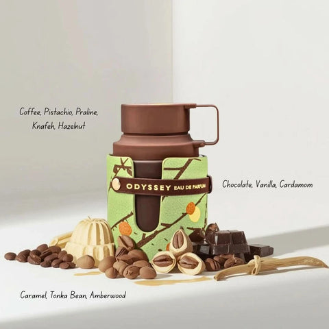 Bundle of Armaf Odyssey Marshmallow, Dubai Chocolat, and Candee Eau de Parfum Spray 100ml bottles, featuring elegant fragrance packaging.