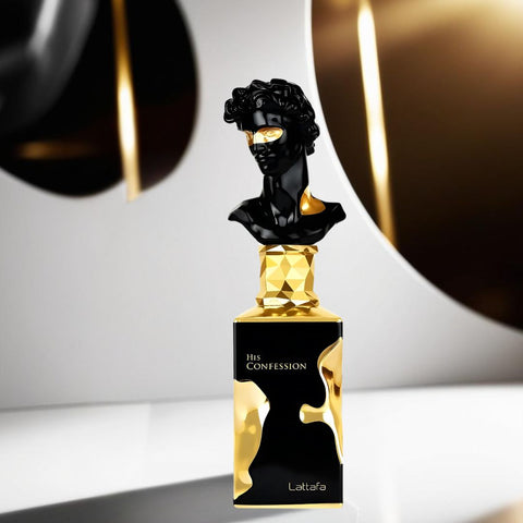 His Confession Eau De Parfum Spray 100ML (3.4 OZ) by Lattafa | A Bold Blend of Citrus, Spice & Warm Woods, with a Rich Amber Finish. - Intense Oud