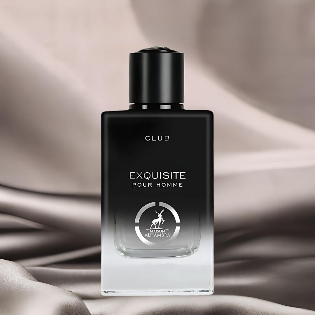 Exquisite Club Pour Homme Eau De Parfum Spray 100ML (3.4 OZ) by Maison Alhambra | A Fresh, Spicy Start with Floral Elegance & a Warm, Smooth Finish. - Intense Oud