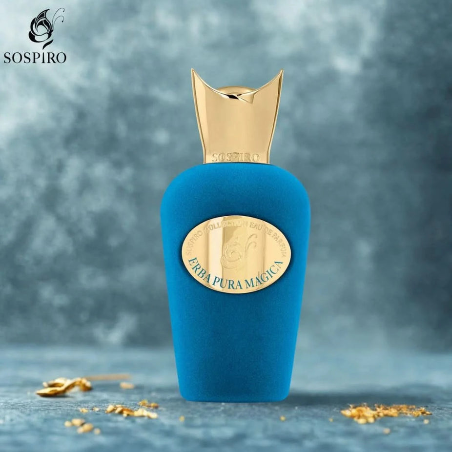 Sospiro Erba Pura Magica Eau De Parfum 100ml bottle with elegant design, showcasing the luxurious fragrance container.