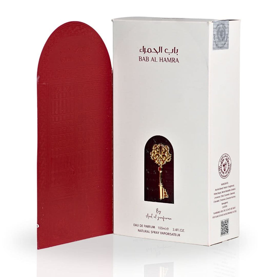 Ard Al Zaafaran Bab Al Hamra EDP Spray 100ml, vibrant and elegant Eau De Parfum with warm, timeless scent.