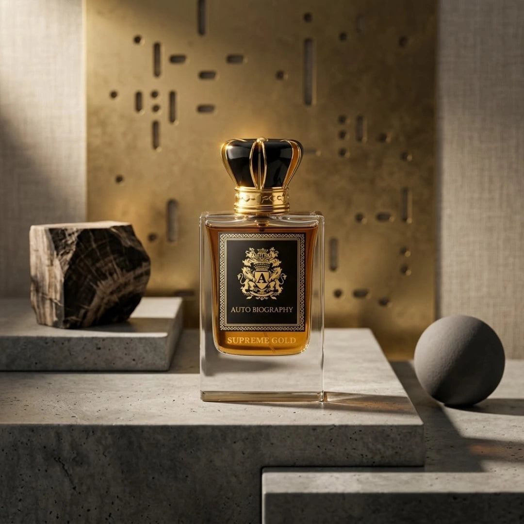 Autobiography Supreme Gold Eau de Parfum spray by Paris Corner, 65ml bottle, elegant gold packaging, luxurious fragrance.