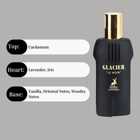 Glacier Le Noir Eau De Parfum Spray 100ML (3.4 OZ) By Maison Alhambra | Redefine Masculinity With These Modern Scent. - Intense Oud