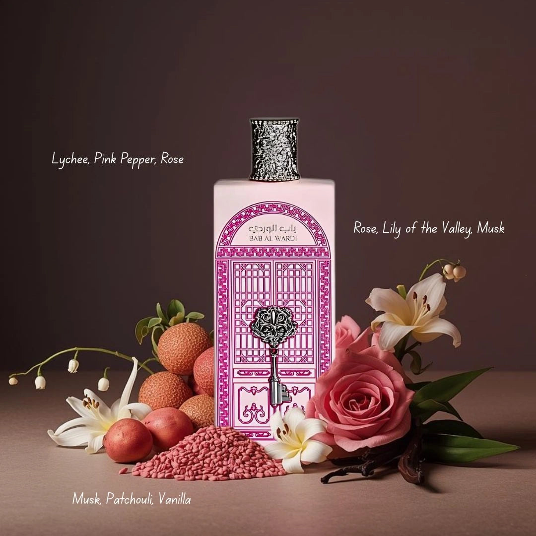 Ahubbak Love in Paris & Bab al Wardi by Ard Al Zaafaran & Habik Women by Lattafa - Eau de Parfum Sprays 100ml (3.4 oz) (Mary's Pink Bundle) - Intense Oud