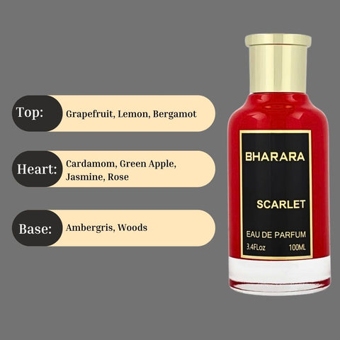 Bharara Scarlet Eau De Parfum Spray 100ML (3.4 OZ) By BHARARA | A Long-Lasting Symphony of Citrus, Florals, and Sensual Woods. - Intense Oud