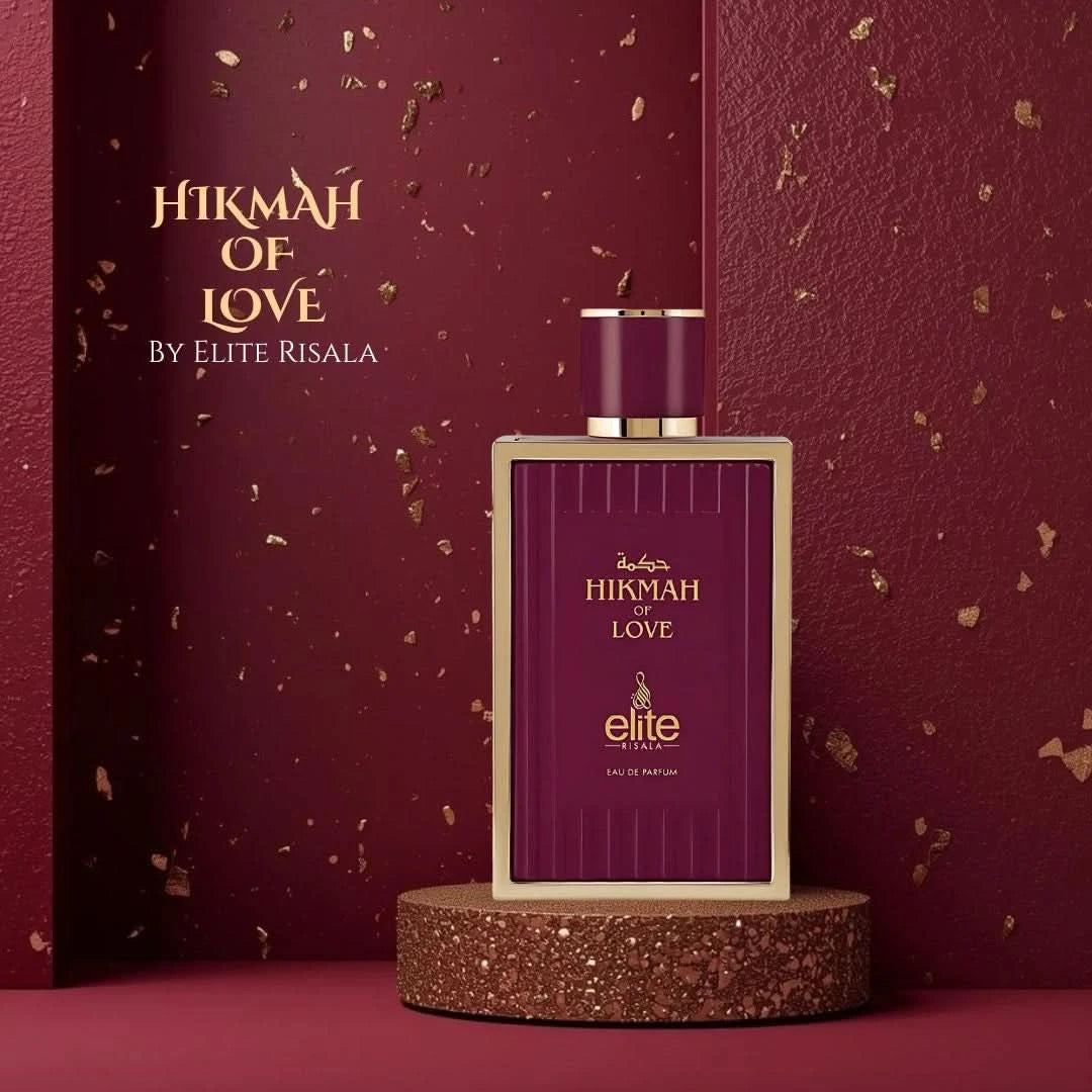 Hikmah Of Love Eau de Parfum spray by Elite Risala, 100ml bottle with elegant packaging and floral fragrance design.