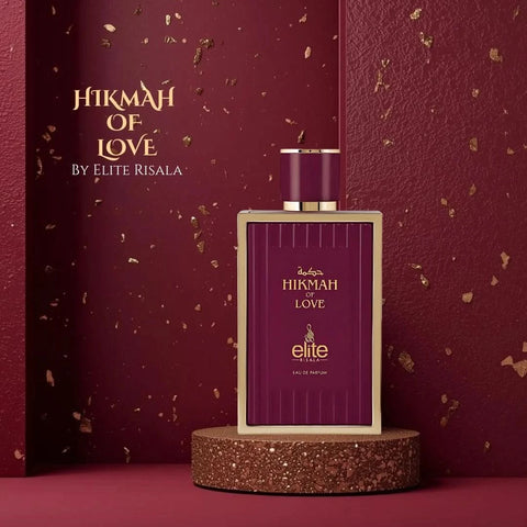 Hikmah Of Love Eau de Parfum spray by Elite Risala, 100ml bottle with elegant packaging and floral fragrance design.