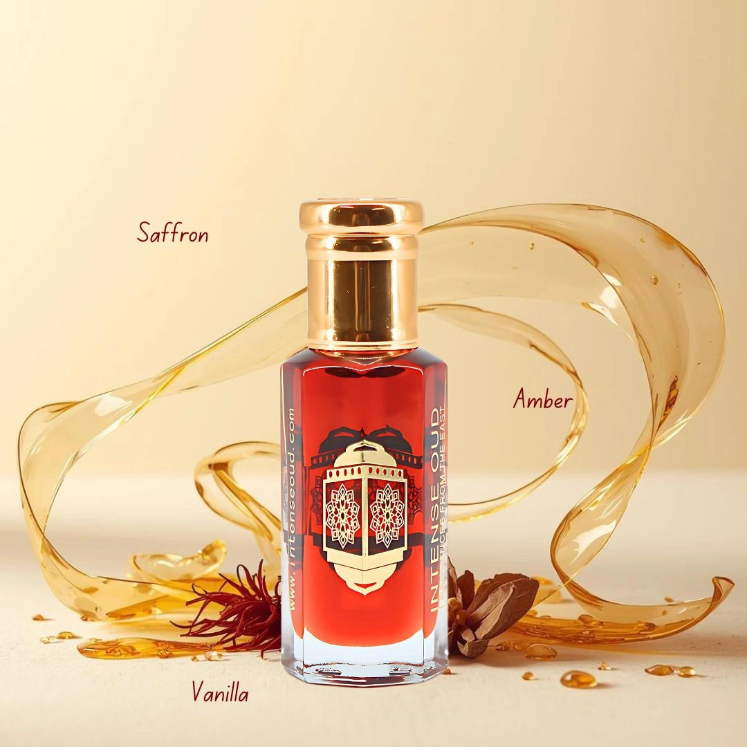 Ambar Silk Eau de Parfum Spray 200ML (6.76 OZ) by Rasasi & Gold Saffron Perfume Oil 12ML (0.40 OZ) By Intense Oud  | A Duo of Warm Spice & Refined Elegance (Bundle) - Intense Oud