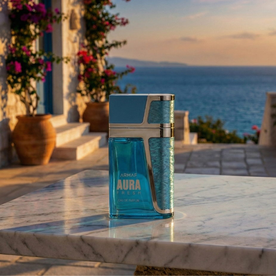 Aura Fresh Eau de Parfum Spray by Armaf, 100ml, featuring the elegant perfume bottle with a sleek design.