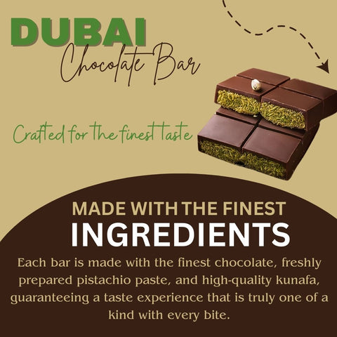 Dubai Kunafa Chocolate Bar 200GMS By Feras Sweets | Rich Chocolate, Creamy Pistachio, Crispy Kunafa, The Viral Dubai Chocolate - Intense Oud