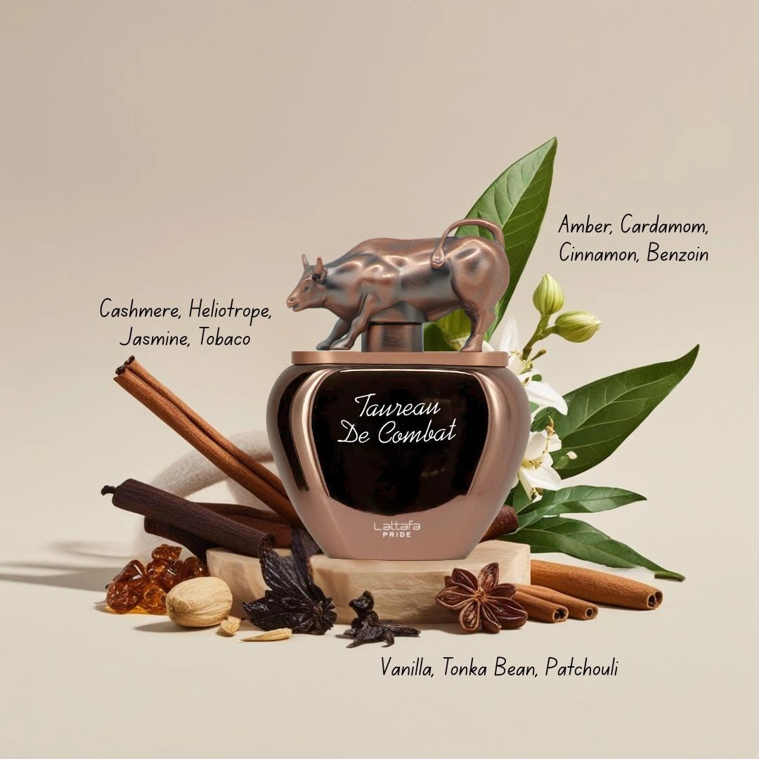 Hawas Fire for Men by Rasasi & Taureau De Combat by Lattafa Pride - Eau de Parfum Sprays 100ml | The Fresh and The Fierce: Redefine Your Presence (Bundle) - Intense Oud