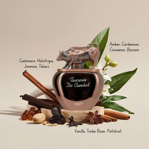 Hawas Fire for Men by Rasasi & Taureau De Combat by Lattafa Pride - Eau de Parfum Sprays 100ml | The Fresh and The Fierce: Redefine Your Presence (Bundle) - Intense Oud