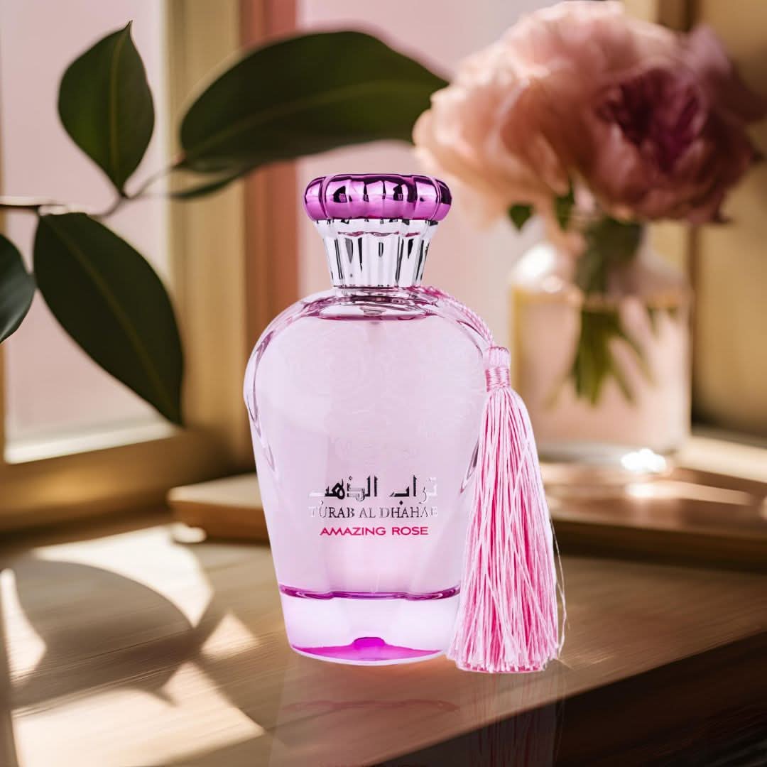 Bundle of Ard Al Zaafaran Turab Al Dhabab and Turab Al Dhahab Rose Eau de Parfum sprays in 100ml bottles.