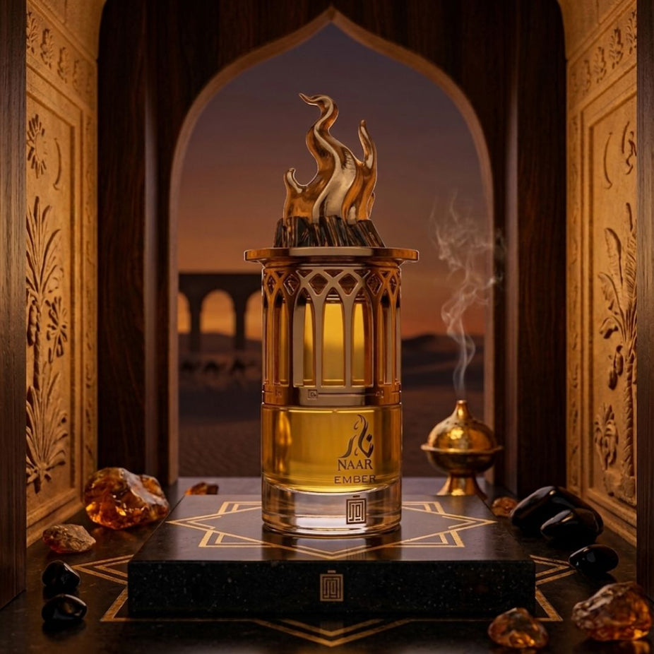 Aura by Aura Naar Ember Eau de Parfum spray 100ml bottle with elegant packaging, showcasing the fragrance's luxurious design.