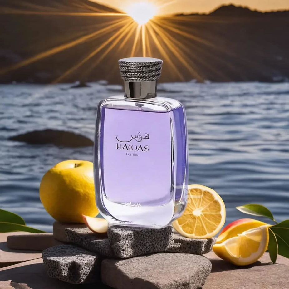 Rasasi Hawas for Him and Hawas Fire Eau de Parfum bundle, 100ml each, featuring stylish bottles and elegant packaging.
