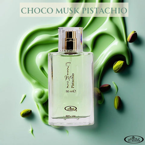 Choco Musk Pistachio Eau De Parfum Spray 50ML (1.65 OZ) by Al Rehab | A Nutty Temptation Too Good to Resist - Intense Oud