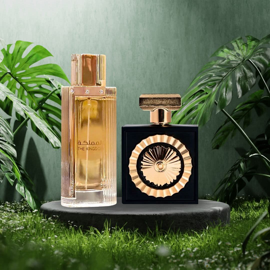Lattafa Nebras & The Kingdom for Women Eau de Parfum bundle, 100ml spray bottles, elegant packaging, floral and oriental fragrance