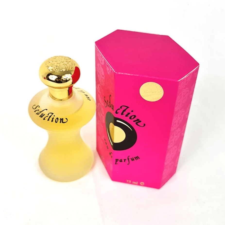 Rasasi Seduction for Women EDP 60ML perfume bottle with elegant packaging and design.