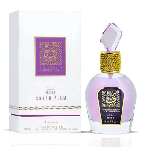 Lattafa Thameen Collection Eau de Parfum bundle featuring Candy Rose, Musk So Poudrée, and Sugar Plum 100ml spray bottles