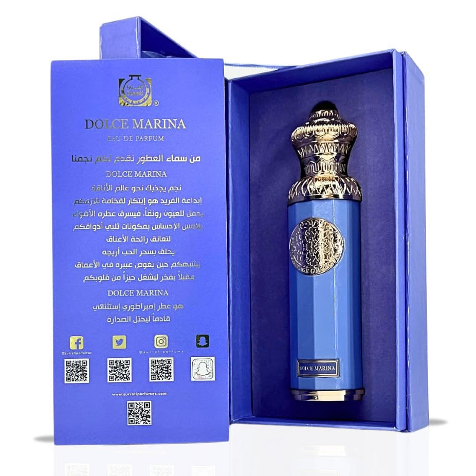 Surrati Dolce Marina Eau de Parfum spray bottle, 140ml, with elegant packaging and floral fragrance design visible.