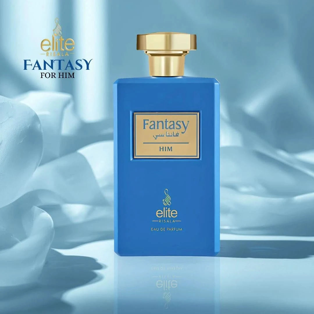 Elite Risala Fantasy For Him Eau de Parfum spray 100ml bottle with sleek design and elegant packaging.