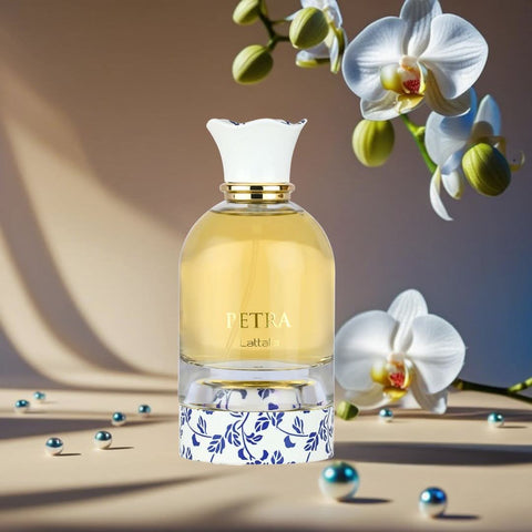 AUCTION Petra Eau de Parfum Spray 100ml (3.4 oz) by Lattafa (Velvet Pouch)