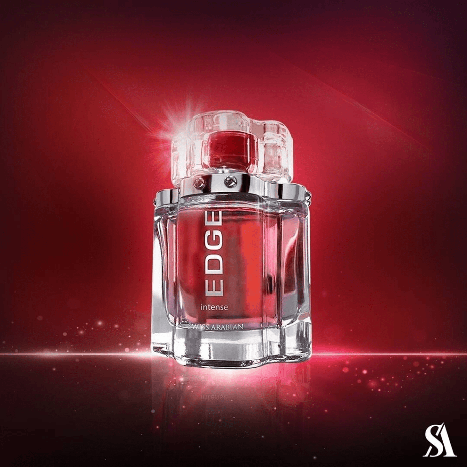 Swiss Arabian Edge Intense Couple Set Eau De Parfum bottles for men and women, 100 ML, with sleek packaging and elegant design.