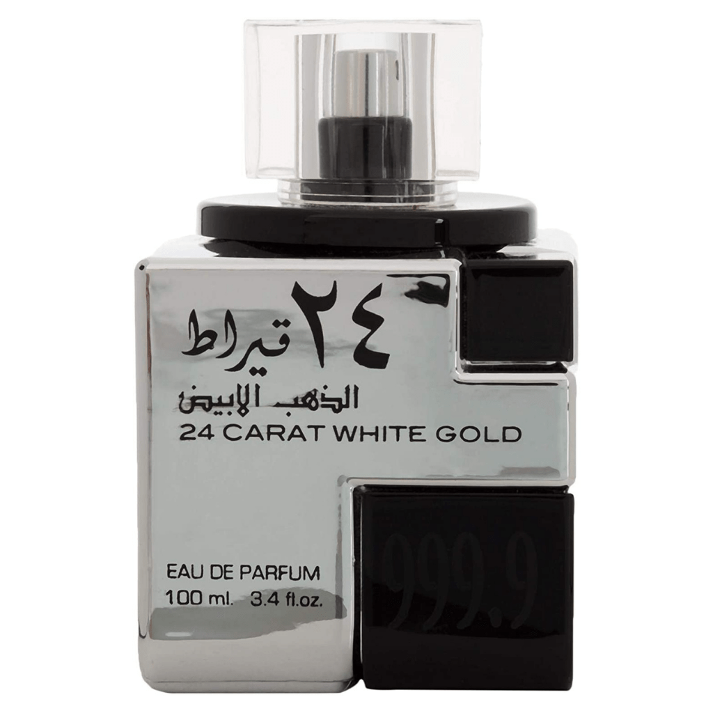 24 Carat White Gold EDP - 100ML (3.4 oz) by Lattafa (WITH VELVET POUCH) - Intense oud