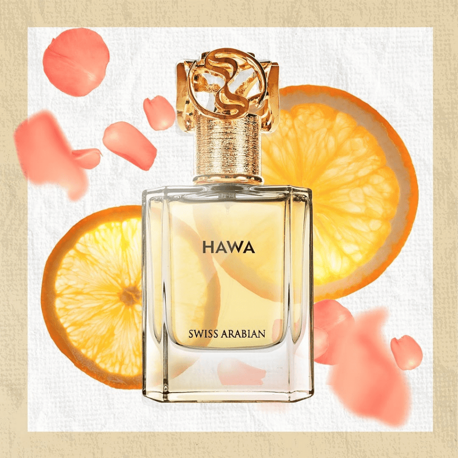 Swiss Arabian Hawa Waaw Series Eau De Parfum 50ml bottle with elegant packaging and floral design.