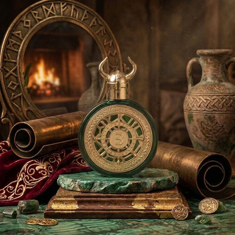 Bharara Viking Dubai Eau de Parfum spray 100ml bottle, featuring a sleek design and dark fragrance liquid.