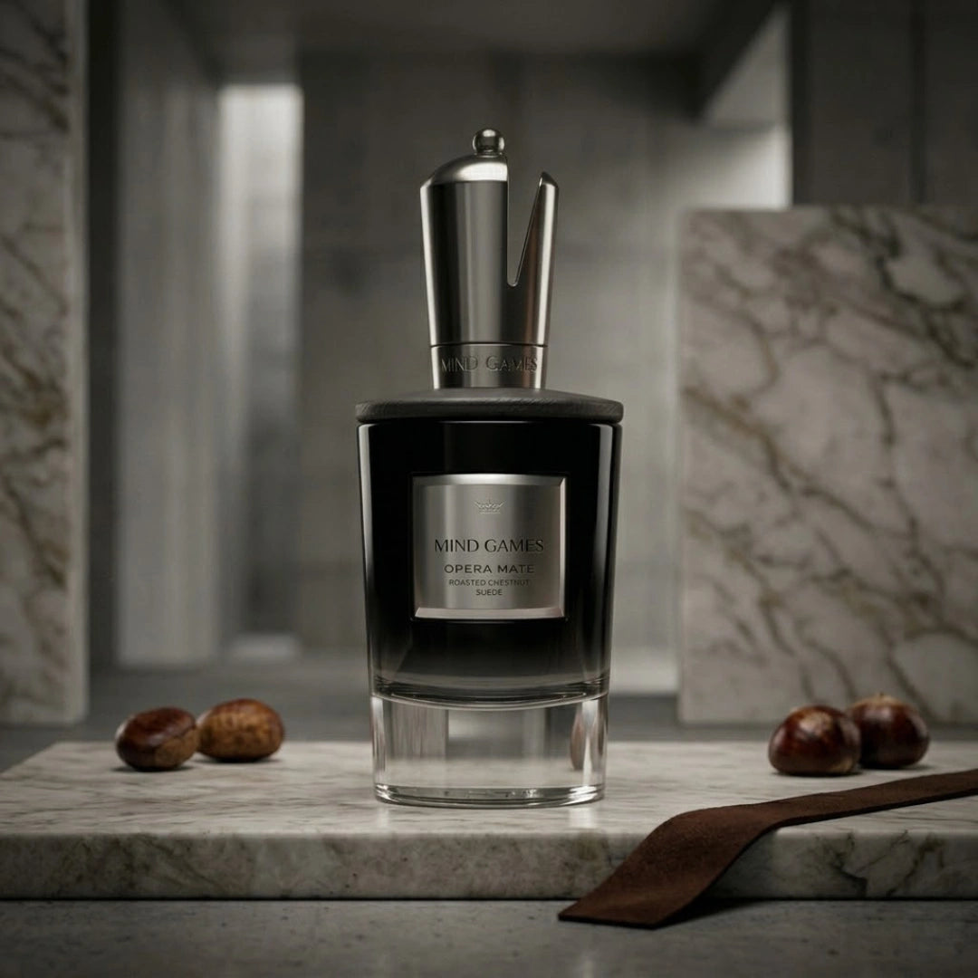 Mind Games Opera Mate Extrait de Parfum 100ml EDP bottle with elegant packaging and floral design.
