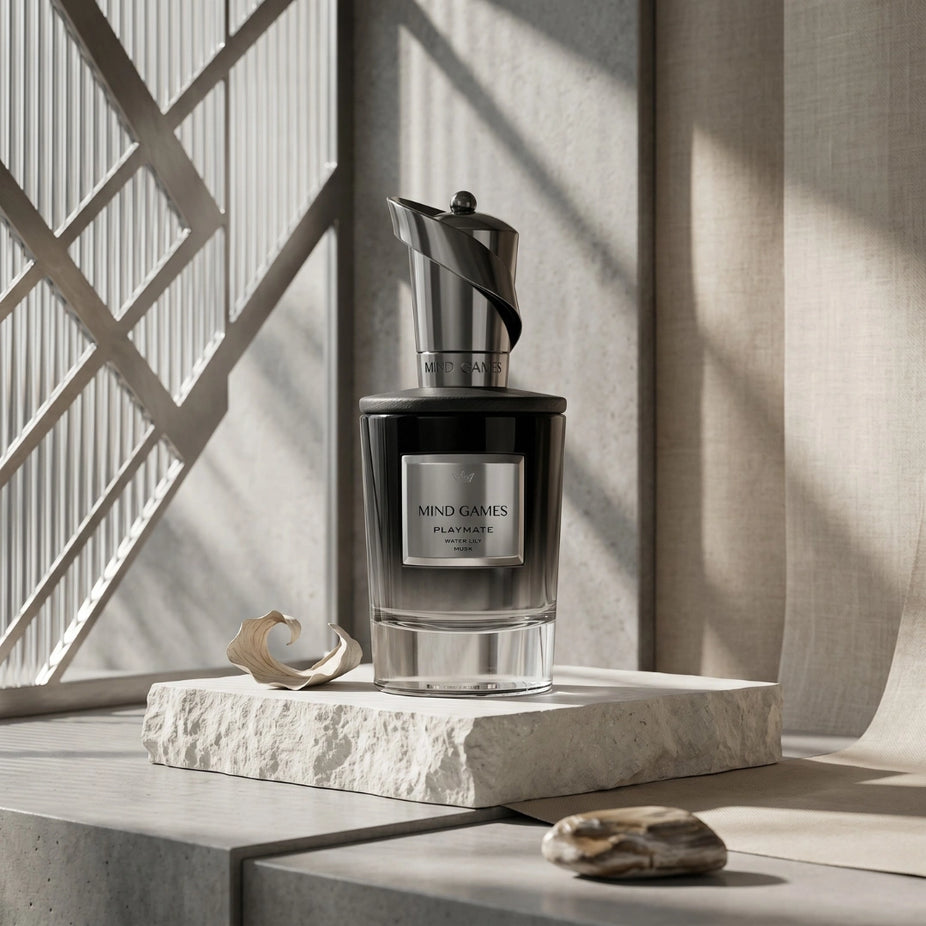 Playmate Extrait de Parfum by Mind Games, 100ml EDP bottle with elegant packaging and a sleek, modern design.