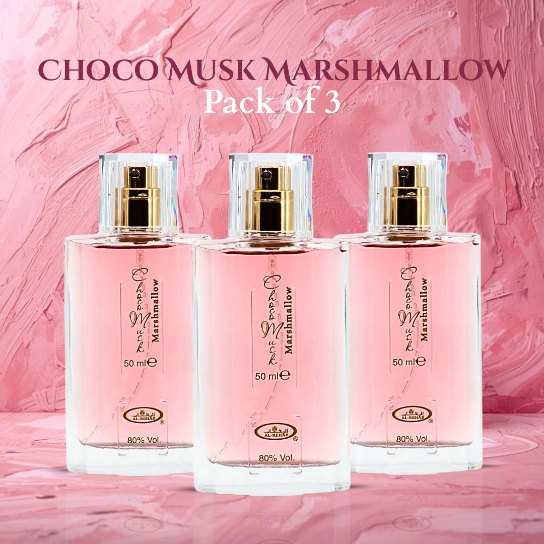 Choco Musk Marshmallow Eau De Parfum Spray 50ml (1.65 oz) by Al Rehab (Pack of 3) - Intense Oud