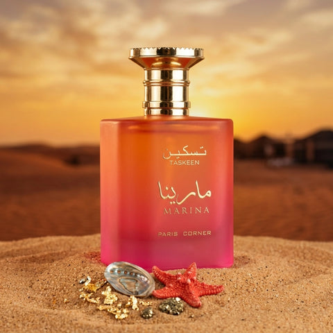 Taskeen Marina Eau de Parfum Spray by Paris Corner, 100ml bottle with elegant packaging and perfume spray nozzle.