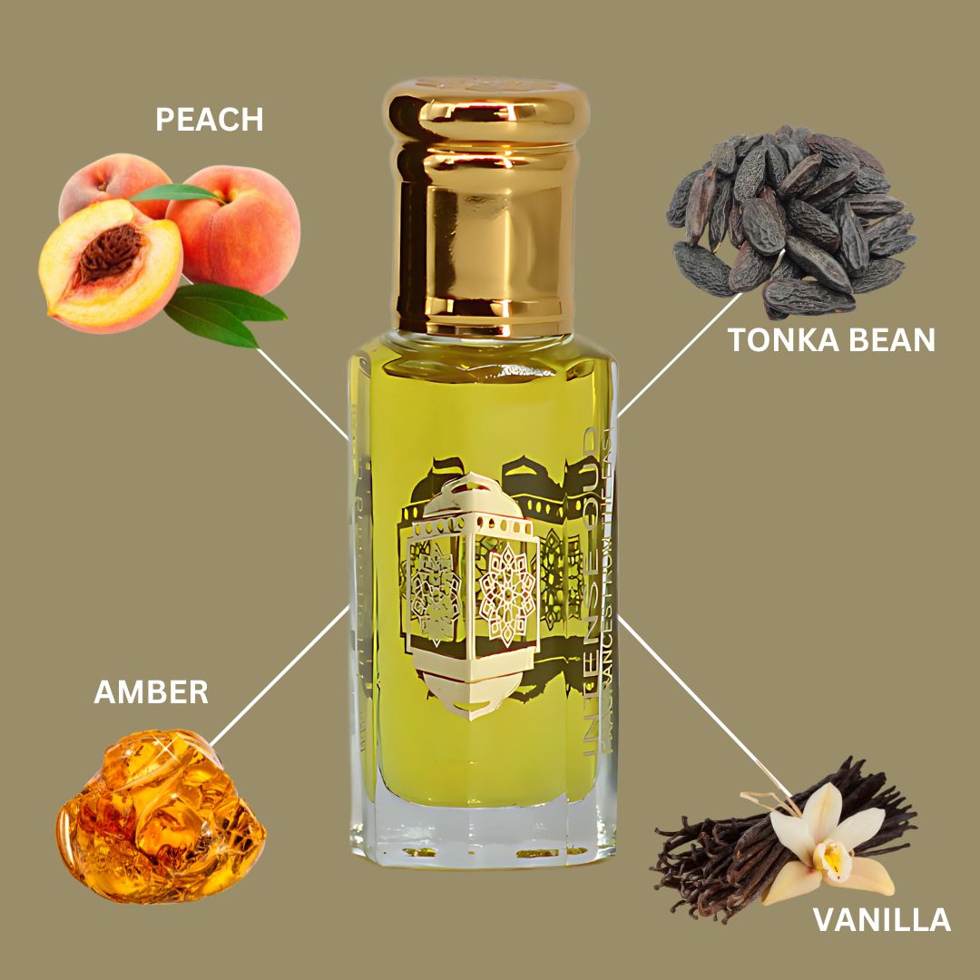 Platinum Sand Perfume Oil 12ML (0.40 OZ) With Black Gift Box By Intense Oud | Sweet Peach, Warm Amber & Creamy Vanilla Bliss. - Intense Oud