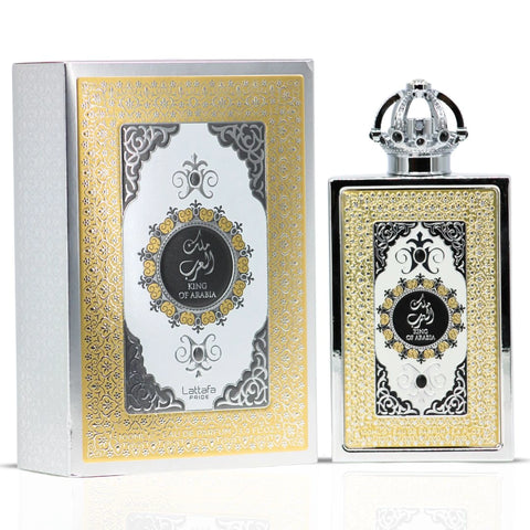 King of Arabia Eau De Parfum Spray 100ml (3.4 oz) by Lattafa Pride | Crown Yourself in Citrus, Leather & Vanilla - Intense Oud