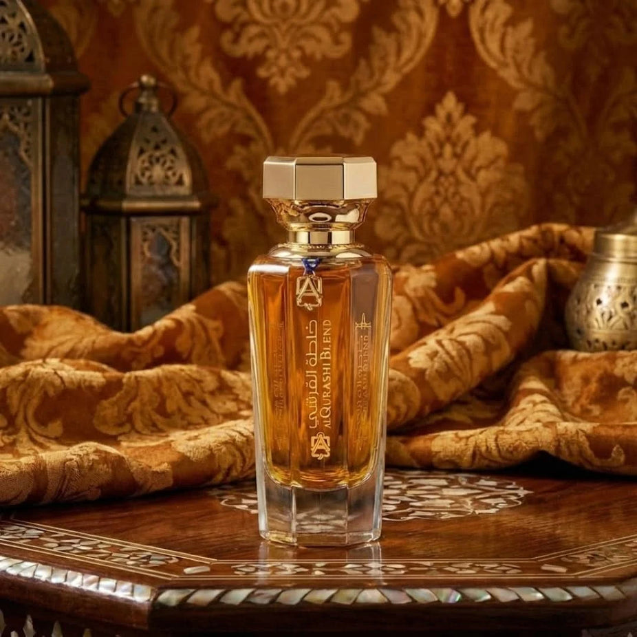Al Qurashi Blend Eau de Parfum by ASQ, 90ml bottle with elegant packaging and fragrance details visible in the image.