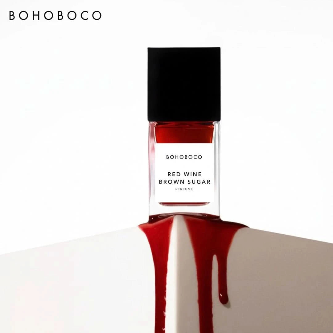 Red Wine Brown Sugar Eau de Parfum spray by Bohoboco in 50ml bottle, showcasing elegant packaging and deep, warm fragrance notes.