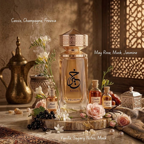 Infinity Gold 105ml (3.6 oz) by Armaf & Khair Felicity 100ml (3.4 oz) by Paris Corner Eau de Parfum Sprays (Bundle)