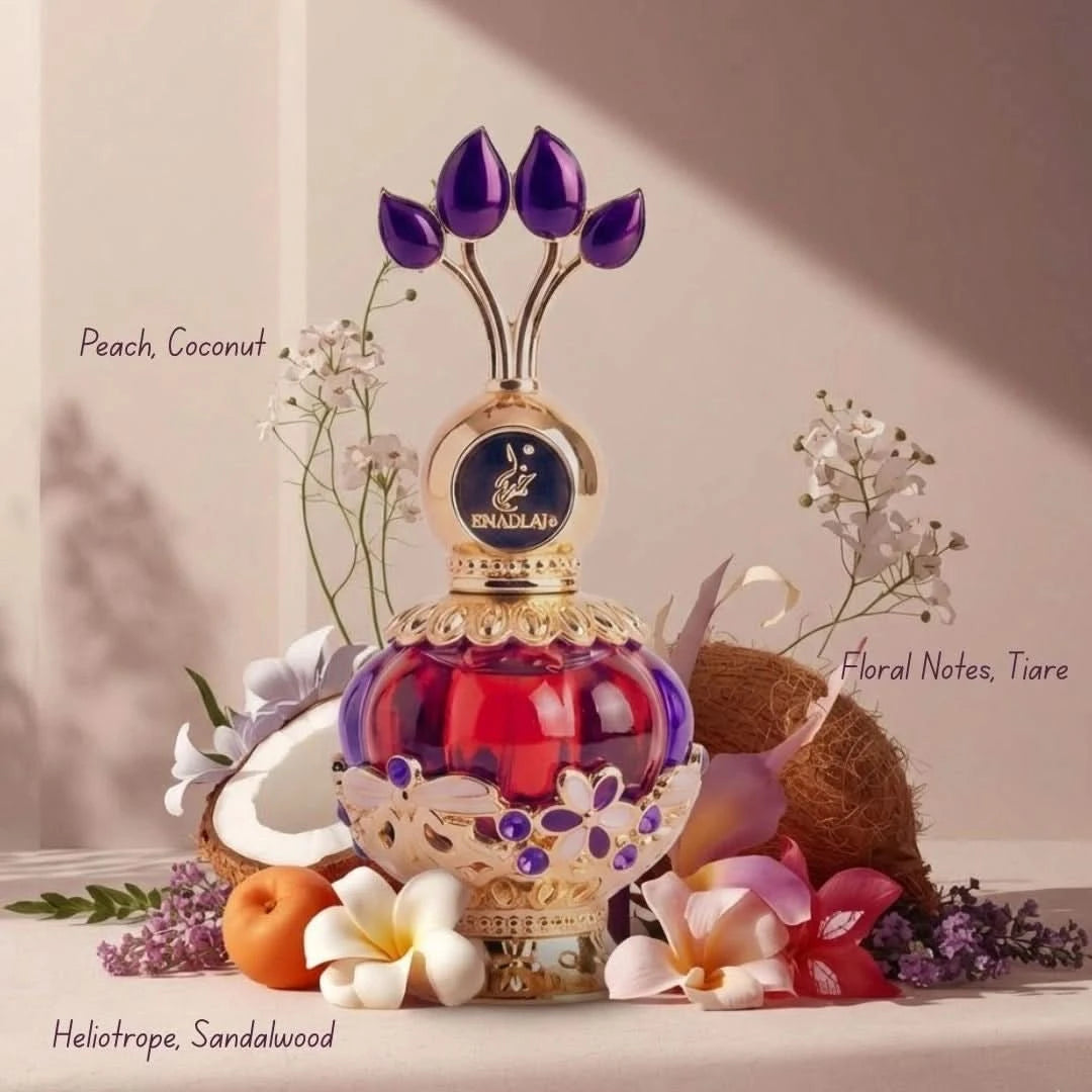 Purple Musk concentrated perfume oil by Khadlaj in a 20ml bottle, featuring a purple-tinted glass container.