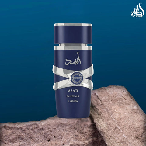 Asad Zanzibar Limited Edition Eau de Parfum Spray 100ml (3.4oz) by Lattafa | Rich, Refined & Daringly Unforgettable - Intense Oud